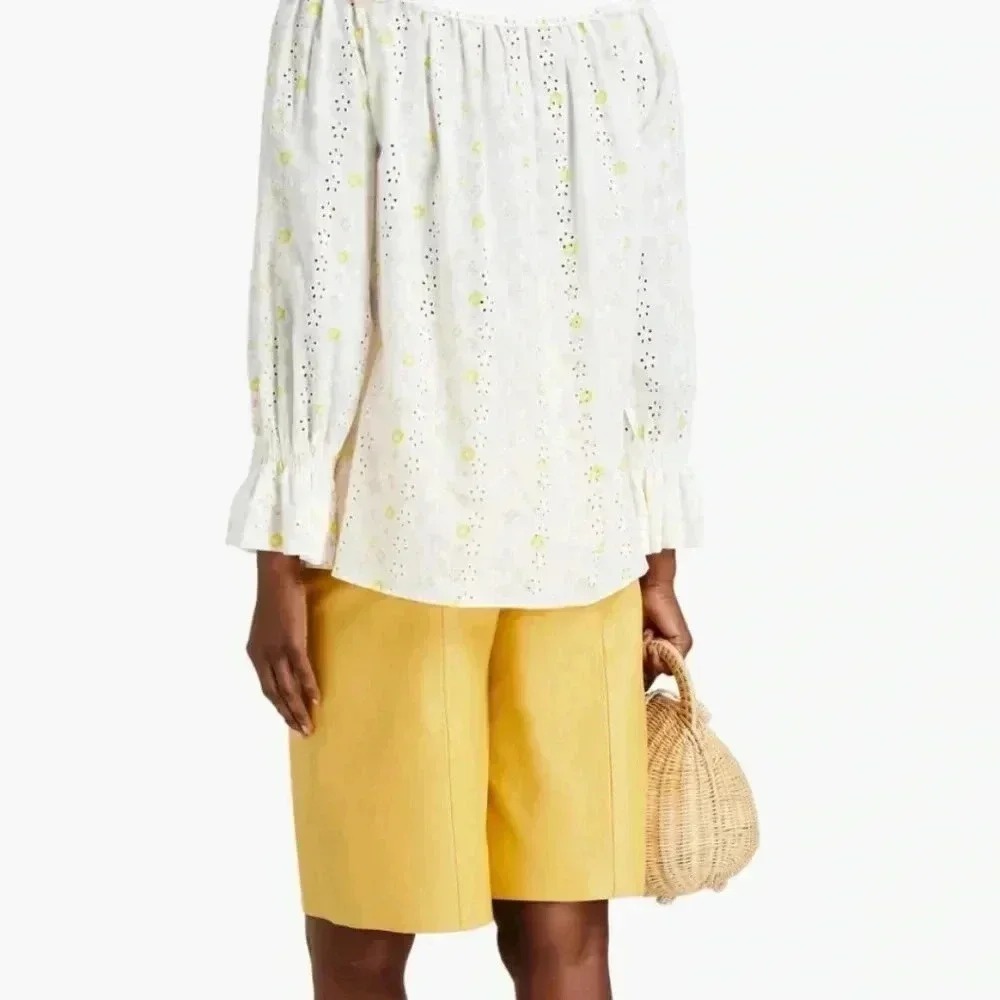 See By Chloe Blouse Eyelet Floral Embroidery Multicolor White Womens 40
